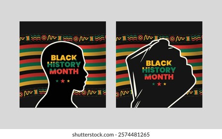 Black History Month social media post banner, African American history celebration, February awareness celebration banner, with geometric pattern, Juneteenth Independence Day web banner