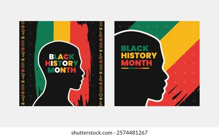 Black History Month social media post banner, African American history celebration, February awareness celebration banner, with geometric pattern, Juneteenth Independence Day web banner