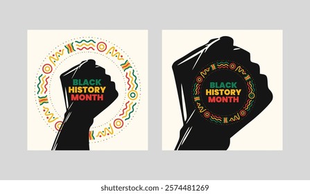 Black History Month social media post banner, African American history celebration, February awareness celebration banner, with geometric pattern, Juneteenth Independence Day web banner