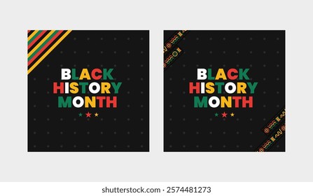 Black History Month social media post banner, African American history celebration, February awareness celebration banner, with geometric pattern, Juneteenth Independence Day web banner