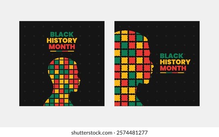 Black History Month social media post banner, African American history celebration, February awareness celebration banner, with geometric pattern, Juneteenth Independence Day web banner