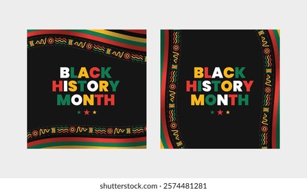 Black History Month social media post banner, African American history celebration, February awareness celebration banner, with geometric pattern, Juneteenth Independence Day web banner