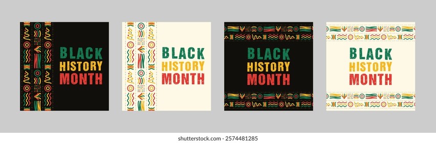 Black History Month social media post banner, African American history celebration, February awareness celebration banner, with geometric pattern, Juneteenth Independence Day web banner