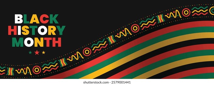 Black History Month social media cover web banner, African American history celebration, February awareness celebration banner, with silhouette, Juneteenth Independence Day banner template