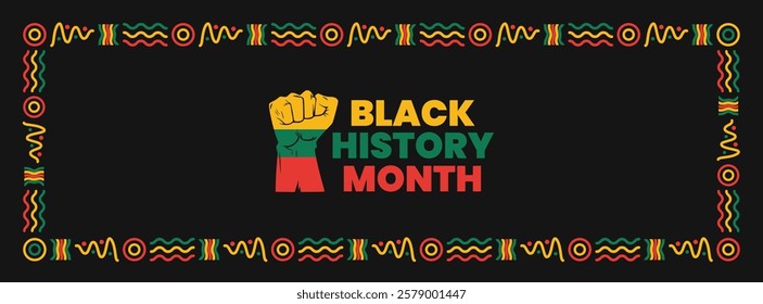 Black History Month social media cover web banner, African American history celebration, February awareness celebration banner, with silhouette, Juneteenth Independence Day banner template