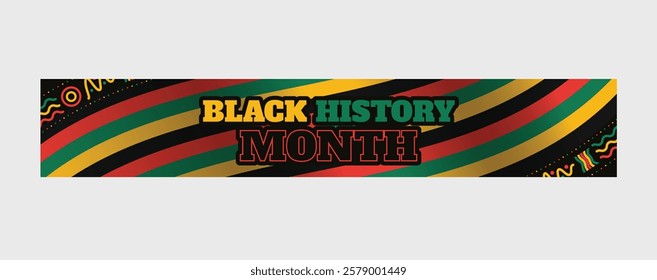 Black History Month social media web banner, African American history celebration, February awareness celebration banner, with geometric pattern, Juneteenth Independence Day banner template