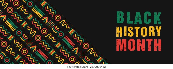 Black History Month social media cover web banner, African American history celebration, February awareness celebration banner, with silhouette, Juneteenth Independence Day banner template