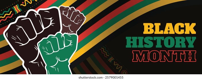 Black History Month social media cover web banner, African American history celebration, February awareness celebration banner, with silhouette, Juneteenth Independence Day banner template