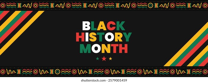 Black History Month social media cover web banner, African American history celebration, February awareness celebration banner, with silhouette, Juneteenth Independence Day banner template