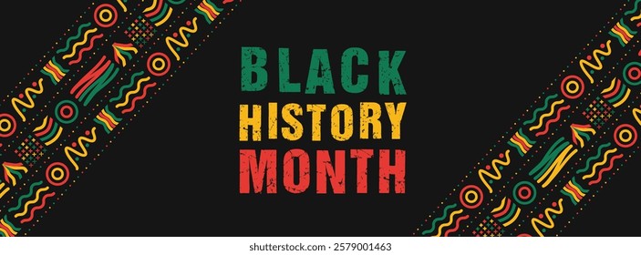 Black History Month social media cover web banner, African American history celebration, February awareness celebration banner, with silhouette, Juneteenth Independence Day banner template