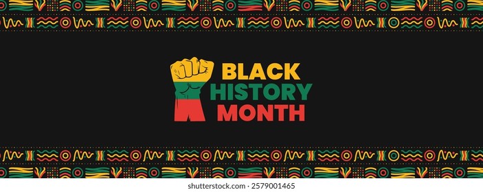 Black History Month social media cover web banner, African American history celebration, February awareness celebration banner, with silhouette, Juneteenth Independence Day banner template