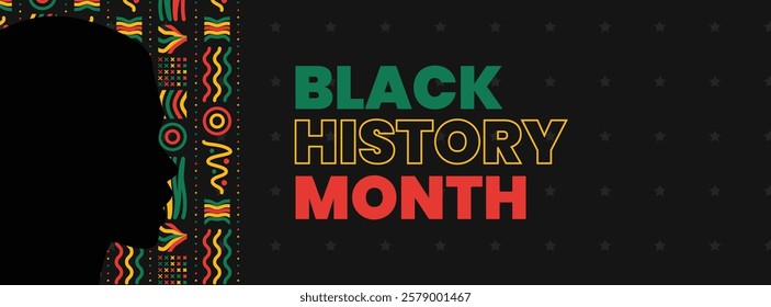 Black History Month social media cover web banner, African American history celebration, February awareness celebration banner, with silhouette, Juneteenth Independence Day banner template