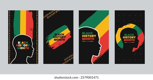 Black History Month social media post banner, Instagram story template. African American history celebration, February awareness celebration banner, with hand fist, Juneteenth Independence Day