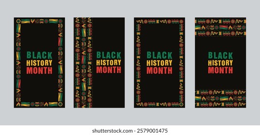 Black History Month social media post banner, Instagram story template. African American history celebration, February awareness celebration banner, with hand fist, Juneteenth Independence Day