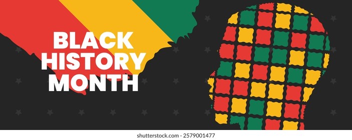 Black History Month social media cover web banner, African American history celebration, February awareness celebration banner, with silhouette, Juneteenth Independence Day banner template