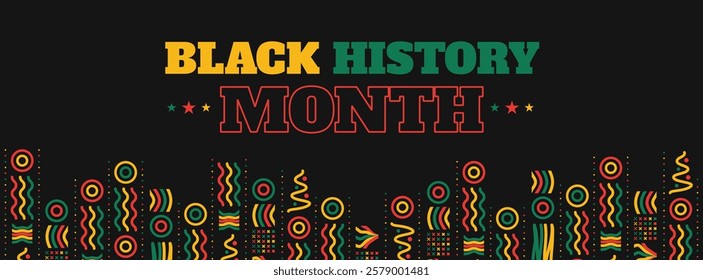 Black History Month social media cover web banner, African American history celebration, February awareness celebration banner, with silhouette, Juneteenth Independence Day banner template