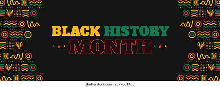 Black History Month social media cover web banner, African American history celebration, February awareness celebration banner, with silhouette, Juneteenth Independence Day banner template