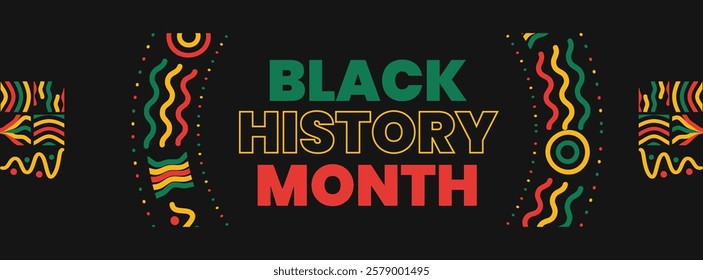 Black History Month social media cover web banner, African American history celebration, February awareness celebration banner, with silhouette, Juneteenth Independence Day banner template