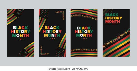 Black History Month social media post banner, Instagram story template. African American history celebration, February awareness celebration banner, with hand fist, Juneteenth Independence Day