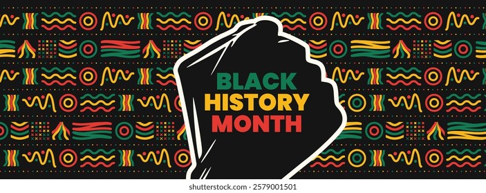 Black History Month social media cover web banner, African American history celebration, February awareness celebration banner, with silhouette, Juneteenth Independence Day banner template