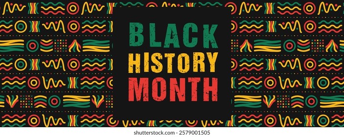 Black History Month social media cover web banner, African American history celebration, February awareness celebration banner, with silhouette, Juneteenth Independence Day banner template