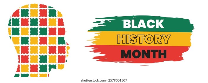 Black History Month social media cover web banner, African American history celebration, February awareness celebration banner, with silhouette, Juneteenth Independence Day banner template