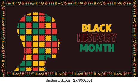 Black History Month social media web banner, African American history celebration, February awareness celebration banner, with geometric pattern, Juneteenth Independence Day banner template