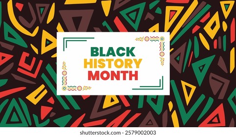 Black History Month social media web banner, African American history celebration, February awareness celebration banner, with geometric pattern, Juneteenth Independence Day banner template