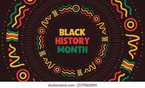 Black History Month social media web banner, African American history celebration, February awareness celebration banner, with geometric pattern, Juneteenth Independence Day banner template