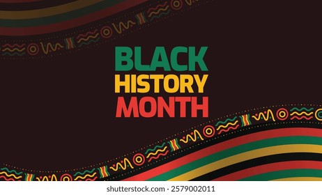 Black History Month social media web banner, African American history celebration, February awareness celebration banner, with geometric pattern, Juneteenth Independence Day banner template