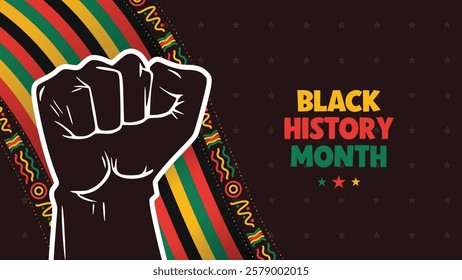 Black History Month social media web banner, African American history celebration, February awareness celebration banner, with geometric pattern, Juneteenth Independence Day banner template