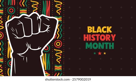 Black History Month social media web banner, African American history celebration, February awareness celebration banner, with geometric pattern, Juneteenth Independence Day banner template