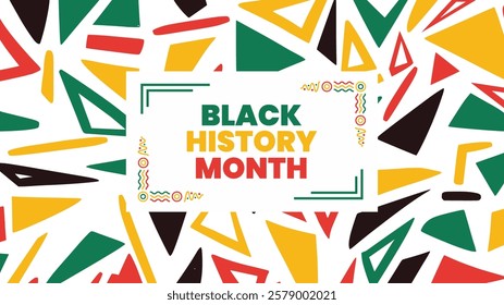 Black History Month social media web banner, African American history celebration, February awareness celebration banner, with geometric pattern, Juneteenth Independence Day banner template