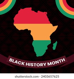 Black History Month square template for social media posts. Creative modern design. Flat vector illustration