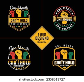 Black history month t shirt design bundle template set with black history quote and vector shape