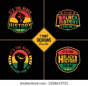 Black history month t shirt design bundle template set with black history quote and vector shape