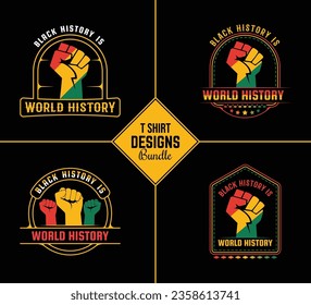 Black history month t shirt design bundle template set with black history quote and vector shape