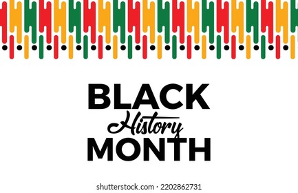 Black History Month Text With Colorful Abstract Shapes Pattern. American Africans History Celebration Vector Illustration