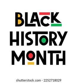 Black History Month Text Design einzeln auf weiß. Afrikanische Amerikanische Geschichte. Für Poster, Karte, Banner, Druck, Flyer. Vektorgrafik