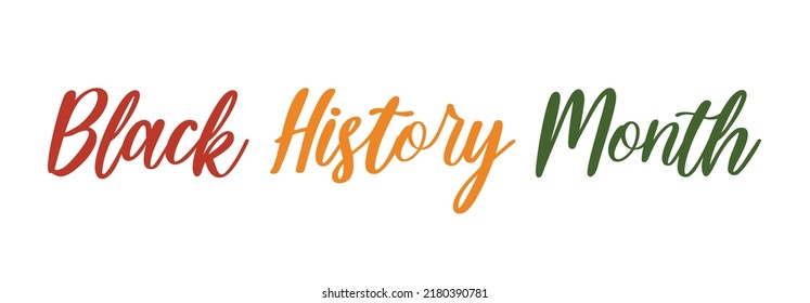 Logo con letras de texto del Mes de la Historia Negra. Diseño de logotipo de tipografía para tarjeta de saludo, afiche, pancarta. Ilustración vectorial aislada en fondo blanco. Celebración del legado afroamericano.