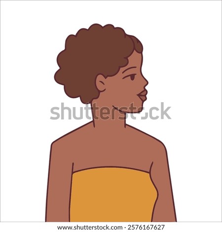 Similar – Image, Stock Photo Thoughtful young bold African American female model in trendy outfit and sunglasses looking away on pink background