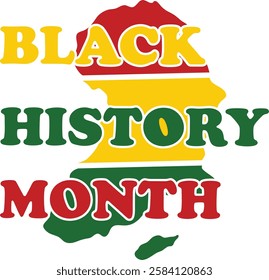 Black history month three color with map. African American history celebration vector illustration design