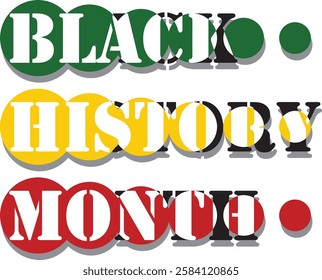 Black history month three color dots design. African American history celebration vector illustration design