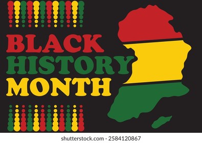 Black history month with three color dots element and  country map. African American history celebration vector illustration design