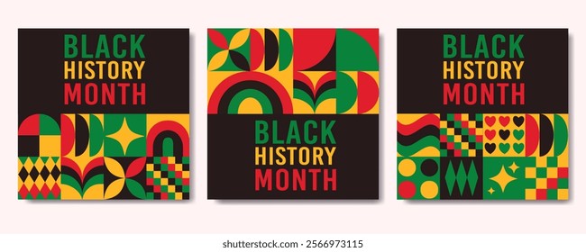 Black history month is a time to celebrate the contributions of African Americans to American society. The posters feature colorful designs and patterns that represent the diversity