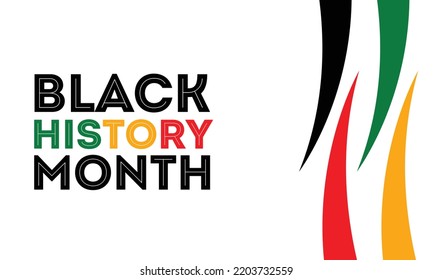 Black History Month typography with abstract wavy shapes over white background