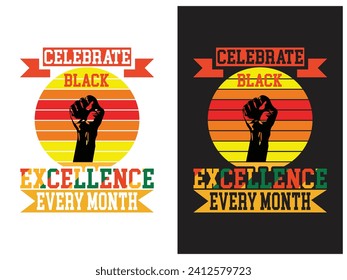 Black history month typography colorful vector design for print on demand, black history month