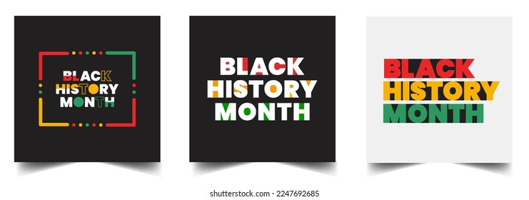 black history month typography text design background. 
black history month social media post square banner design. Juneteenth Independence Day Background. Freedom or Emancipation day. text design.