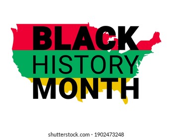 Black History Month. Vector African American History Design Element with America map for poster, print, card, banner, background