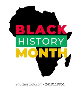 Black History Month. Vector African American History Design Element with Africa map for poster, print, card, banner, background.